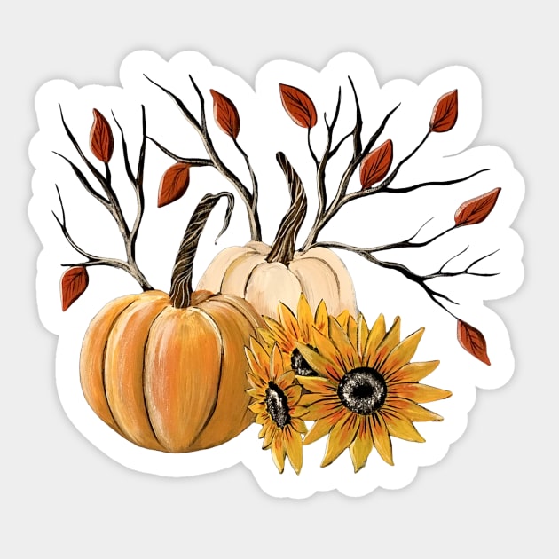 Pumpkins & Sunflowers Graphic Sticker by SistersInArtN